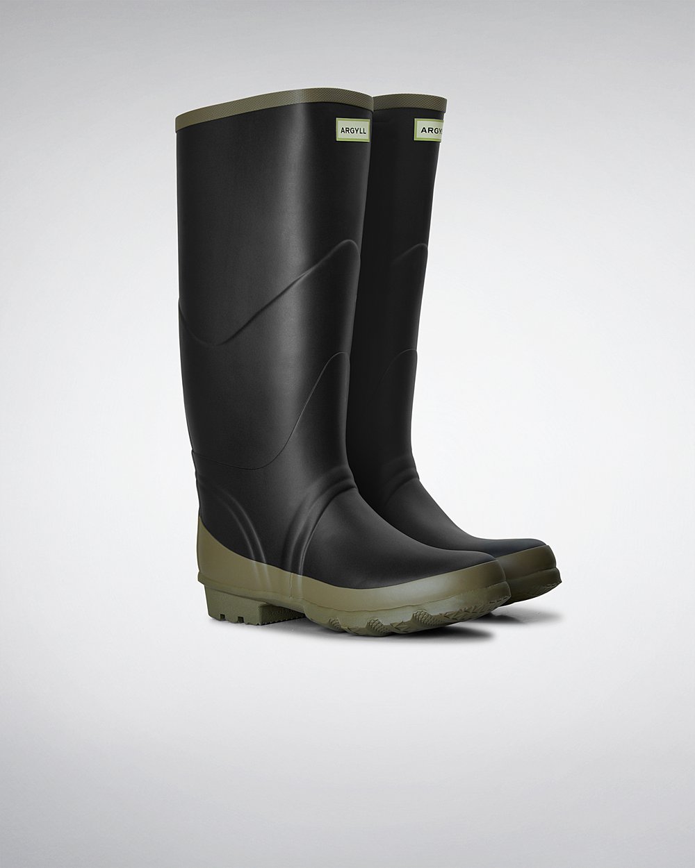 Womens Hunter Argyll Bullseye Full Knee - Tall Rain Boots Black - 4860-HTKOC